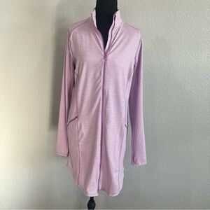 Duluth Trading Co Purple Striped ZipperMini Dress